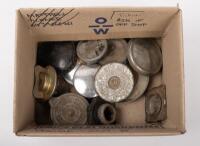 CAPS: A box of assorted, mostly early, fuel caps and radiator caps - 3