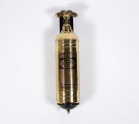 FIRE EXTINGUISHER: An early brass Junior Pyrene fire extinguisher with original mounting bracket