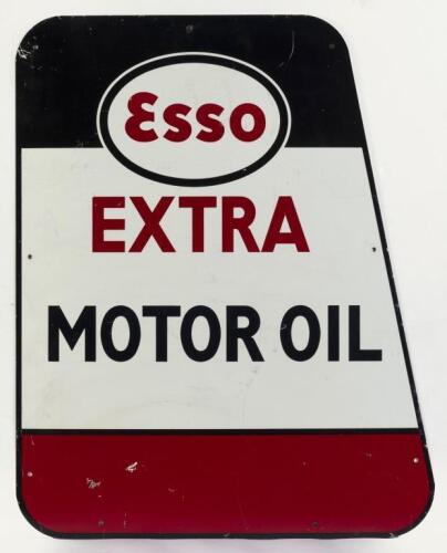 ESSO: An 'ESSO EXTRA MOTOR OIL'&nbsp;screen printed sign, 48cm (widest point) x 60cm, possibly British&nbsp;or European&nbsp;
