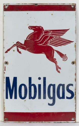 MOBIL: A original Mobilgas with Pegasus bowser sign, 50cm high, 30cm wide, some loss of paint around edges
