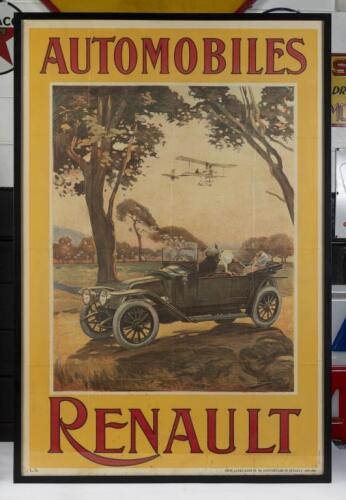 RENAULT: An 'Automobiles Renault' 1898-1968 poster, printed&nbsp;on the occasion of Renault's 70th anniversary, printed in Belgium, by R. C. Seine, poster still has original fold lines, framed 121cm high, 82cm wide