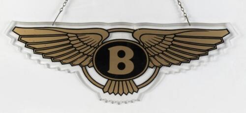 KELLOW FALKINER: A superb original perspex reverse&nbsp;painted winged logo Bentley dealership sign as removed from Kellow Falkiner&nbsp;Melbourne, 25cm high, 68cm wide
