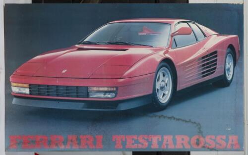 FERRARI: Two board mounted Ferrari model posters of a '246 Dino' and a 'Testarossa', largest approx 64cm high, 86cm wide