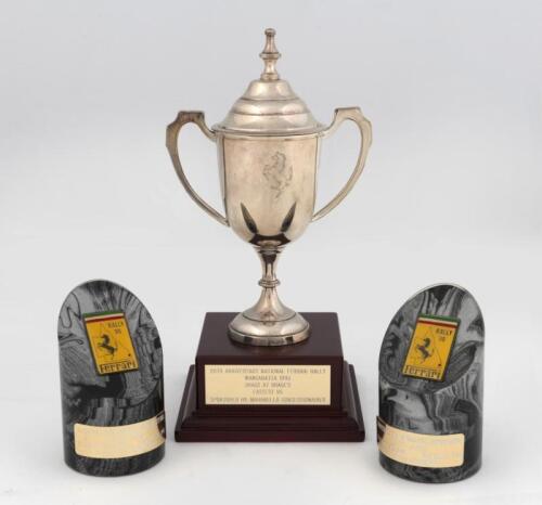 TROPHIES: A group of three Ferrari event trophies awarded to David Jones