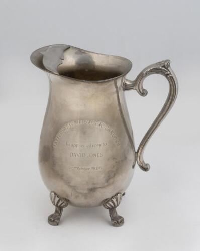 TROPHY: A pitcher style appreciation trophy awarded to David Jones from the 'Tattersalls Historic Sandown' event of October 1996