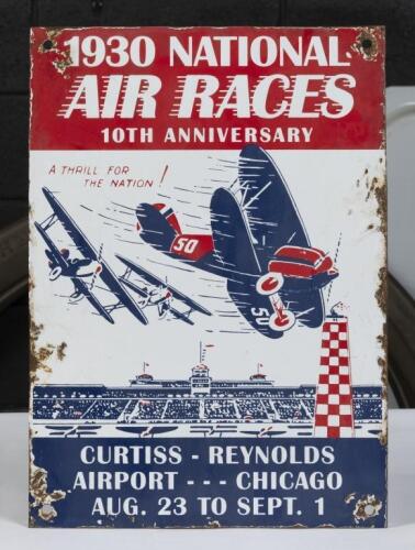 1930 AIR RACES: A modern '1930 National Air Races 10th Anniversary'&nbsp;Curtiss-Reynolds Airport Chicago, enamel sign, 35.5cm high, 25.5cm wide