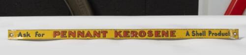 PENNANT: An original tin embossed shop display strip sign 'Ask for Pennant Kerosene - A Shell Product' approx 2cm high, 49.5cm wide