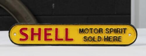 SHELL: A modern reproduction cast 'Shell Motor Spirit Sold Here' sign, 5cm high, 28.5cm wide