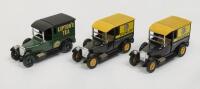 TALBOT: Three 1:43 scale Matchbox 1927 Talbot Vans, one in Lipton Tea livery the other two with 'Dunlop Tyres' livery
