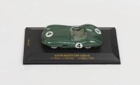 ASTON MARTIN: An IXO Models, 1:43 scale, 1959 Aston Martin DBR 1, car No.4 Le Mans, as driven by Stirling Moss & Jack Fairman, presented on base with description