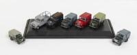 LAND ROVER: A group of seven, Oxford Models, 1:76 scale, Land Rover Series I&nbsp;models, five are presented as a set fixed to a base and two are separate