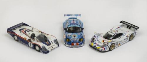 PORSCHE: Three 1:43 scale Porsche racing models comprisng an Onyx Porsche 911 GT1 a Minichamps Rothmans Porsche 956 and a Spark Porsche GT3 RSR