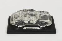 PORSCHE: A crystal paperweight model of a Porsche 911 with base, 16.5cm in length