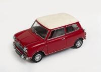 MORRIS MINI: A Kyosho Models 1:18 scale, 1967 Morris Mini Cooper in red with white roof