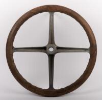 STEERING WHEEL: An early four spoke&nbsp;wooden rimmed steering wheel, 42.5cm in diameter - 3