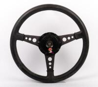 MOTA-LITA:&nbsp;A Mota-Lita, three spoke&nbsp;leather bound steering wheel with Jaguar horn pad, 38.5cm in diameter
