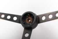 STEERING WHEEL: A large three spoke leather bound steering wheel, approx 53cm in diameter - 3