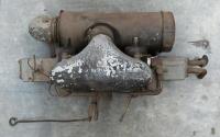 MANIFOLD: A circa 1950s/1960s manifold set-up with twin SU carburettors