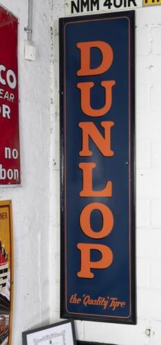DUNLOP: A large modern commissioned hand painted&nbsp;Dunlop 'The Quality Tyre' metal&nbsp;sign, 185cm high, 49cm wide