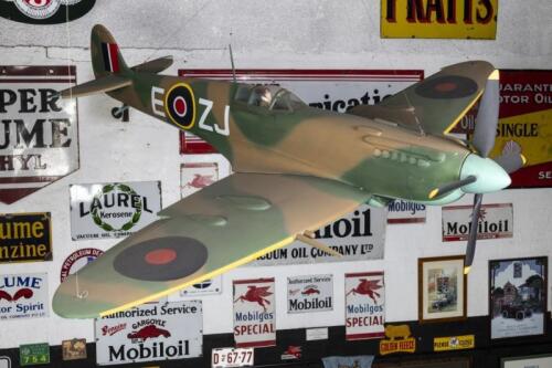 SPITFIRE: A very large Supermarine Spitfire model in RAF livery, wingspan approx 2.3m, length approx 2.1m. For display purposes only