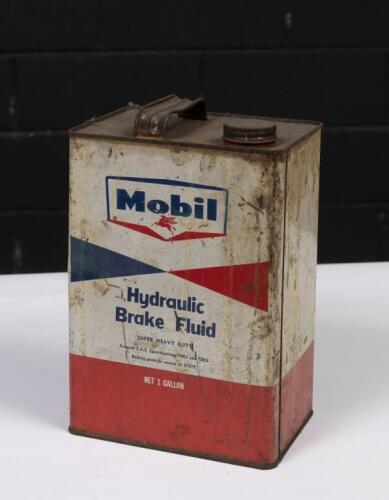 MOBIL: A one gallon Mobil 'Hydraulic Brake Fluid' tin