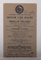 PHILLIP ISLAND: An official fold out program from the VSCC Motor Car Races at Phillip Island, Cup Day, 2nd November, 1937