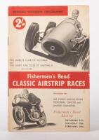 FISHERMEN'S BEND: A rare and original 1956&nbsp;'Fishermen's Bend CLASSIC AIRSTRIP RACES' Saturday the 11th, Sunday the 12th of February 1956, Official Program, as prepared by THE HARLEY CLUB OF VICTORIA and THE LIGHT CAR CLUB OF AUSTRALIA