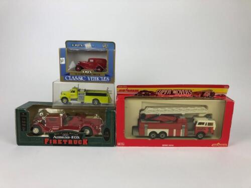FIRE TRUCKS: A group of fire trucks. Ertl and Majorette models