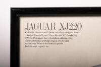 XJ220: A Jaguar XJ220 poster, a excerpt&nbsp;from Autocar & Motor magazine, showing a&nbsp;skeletal view of the model, framed & glazed, 57cm wide, 42cm high overall. Poster does have fold lines and small stains visible. - 3