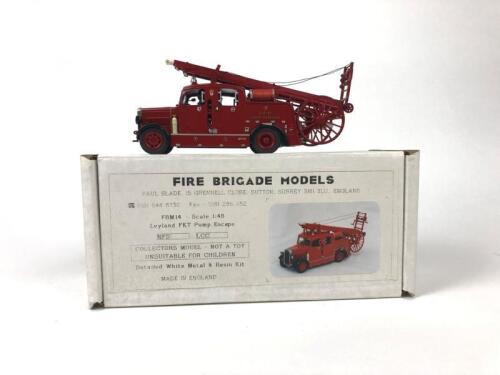 FIRE BRIGADE MODELS: A Fire Brigade Models Leyland FKT Pump Escape fire truck white metal model