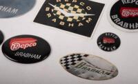 REPCO BRABHAM: A collection of nine miscellaneous stickers and cloth badges bearing the Repco Brabham name - 4