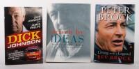 AUSTRALIAN MOTORING: Three books relating to Australian Motoring including 'Peter Brock - Living with a Legend' by Bev Brock, 'Dick Johnson' Autobiography by Dick Johnson and James Phelps, and 'Driven by Ideas - The story of Arthur Bishop' by Clare Brown.
