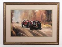DION PEARS: Two framed and glazed prints by artist Dion Pears, includes 1931 Le mans and the 1930 Irish Grand Prix - 2