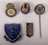 BADGES: An group of five assorted lapel badges, includes one Goodwood Motor Circuit 99 badge, one vintage Ariel motorcycle badge