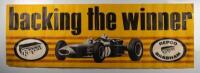 REPCO BRABHAM: A rare large mid-late 1960s original poster titled "backing the winner, Repco Brabham", this poster is scare, 50.5cm high, 150cm wide