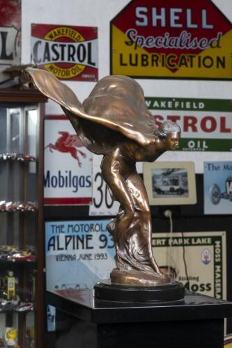 ROLLS-ROYCE: A fine, large Rolls-Royce 'Spirit of Ecstasy' flying lady mascot, marked to base 'Charles Sykes' 53cm high