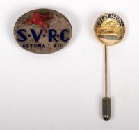 ALTONA: A superb original Mobiloil&nbsp;'S.V.R.C' Altona Victoria refinery employees shirt pin by K.G. Luke along with 'City of Altona' lapel pin