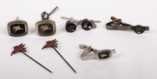 MOBIL: An excellent group&nbsp;of Mobil related items including cuff links, lapel and tie pins, three items include&nbsp;inset stones in the style of white or colourless diamonds, believed to be&nbsp;awarded to employees for various levels of service.