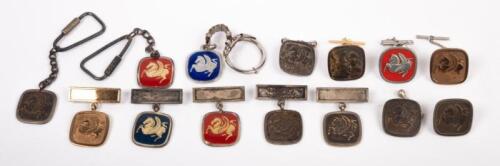 PINS: A collection of 14 interesting Pegasus style&nbsp;logo&nbsp;lapel/chest pins, many marked '925S' sterling silver
