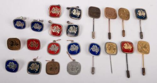 PINS: A collection of 22 interesting Pegasus style&nbsp;logo&nbsp;lapel/chest pins, many marked '925S' sterling silver