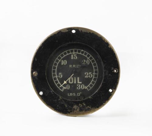 ROLLS ROYCE: An early 30 PSI oil pressure&nbsp;gauge by Dewrance London marked to face 'R.R.LTD' 8.5cm diameter