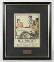 ROLLS-ROYCE: A framed and glazed reproduced poster 'Rolls-Royce - The Best Car in the World' with plaque to base reading 'David Jones - In Appreciation from Tatts team, Dutton G.P Rally, November 1995', 38cm high, 32cm wide overall