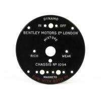 BENTLEY: A c1920s 'Bentley Motors Ltd London' blank control panel