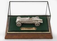 BENTLEY: A limited edition 11 of 50 Pre-War Miniatures sterling silver, 1:40 scale, single seat Berkin Bentley, presented in perspex case mounted to wooden base, comes with perspex&nbsp;sealed COA.