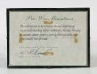 BENTLEY: A limited edition 11 of 50 Pre-War Miniatures sterling silver, 1:40 scale, single seat Berkin Bentley, presented in perspex case mounted to wooden base, comes with perspex&nbsp;sealed COA. - 2