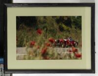 ALFA ROMEO: Two framed photographs featuring the 1930 Alfa Romeo 1750 Super Sports of David Jones/ Schudmack competing in the Mille Miglia 2001, largest 64.5cm high, 86.5cm wide
