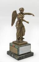 TROPHY: An exceptional trophy awarded to David Jones for Best Australian Entry at the 2001 Mille Miglia, lady angel figure on square marble base, 28cm high