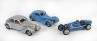 BUGATTI: Three 1:43 scale Bugatti models including a Spark Bugatti Galibier Chassis No.774, Typ 57SC Atlantic, and a Typ 59 No.4 Belgian GP winner.