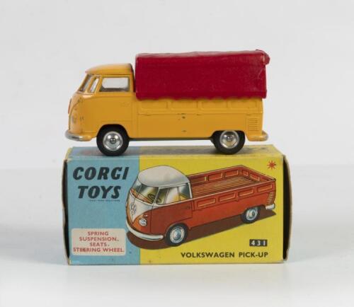 CORGI TOYS: An original Corgi Toys No.431 Volkswagen Pick-Up in yellow with red canopy, with original box