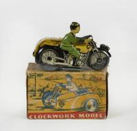 A.A PATROL: A scarce c1950s&nbsp;'A.A Patrol' tin clockwork motorcycle and&nbsp;sidecar, with original box, British Made